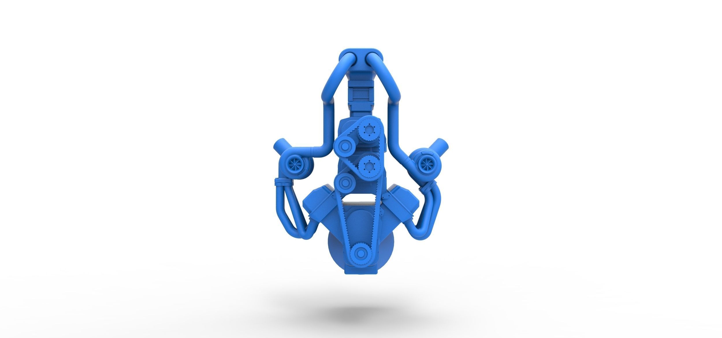 Twin turbo supercharged V8 Engine Version 4 Scale 1 to 25 3D print model_2