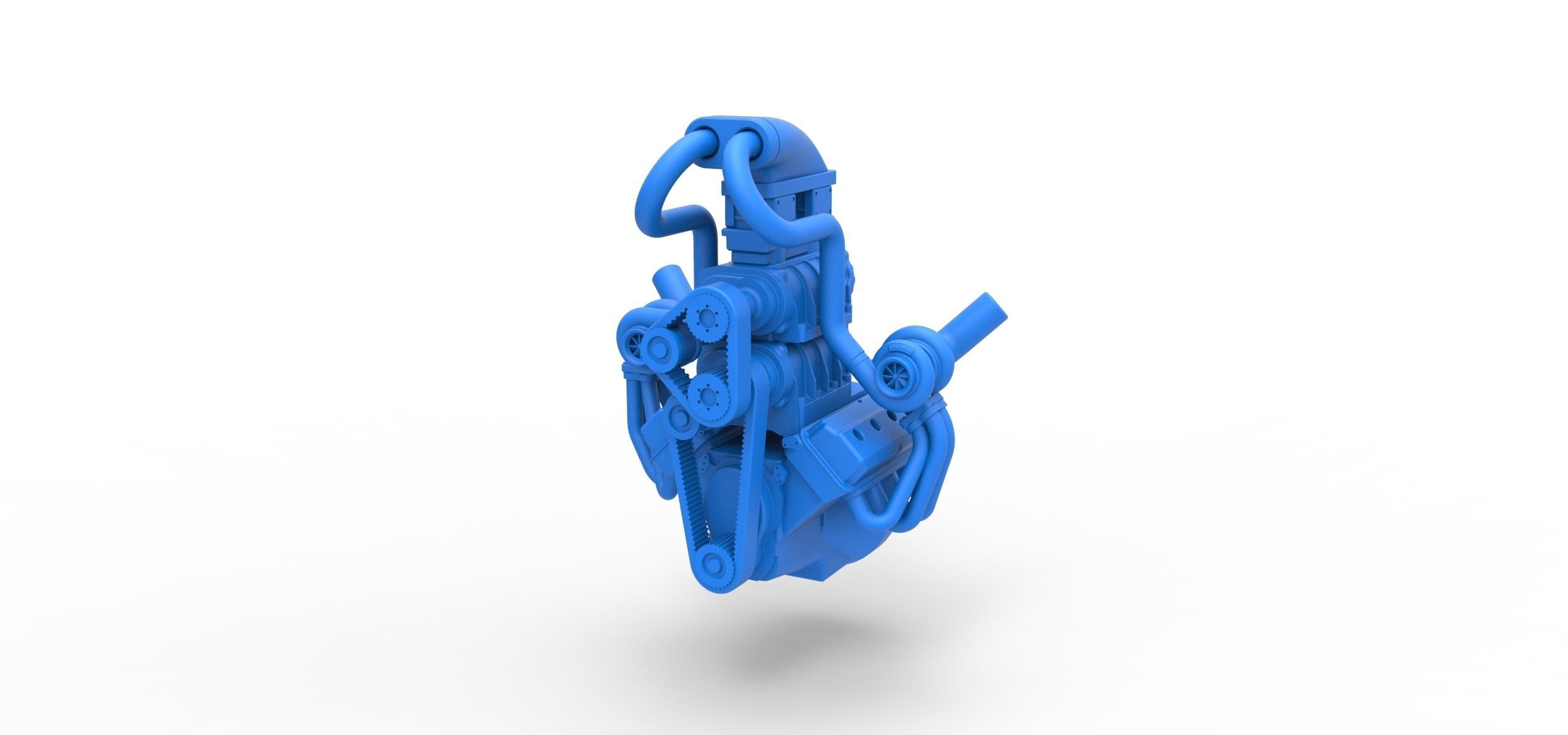 Twin turbo supercharged V8 Engine Version 4 Scale 1 to 25 3D print model_1