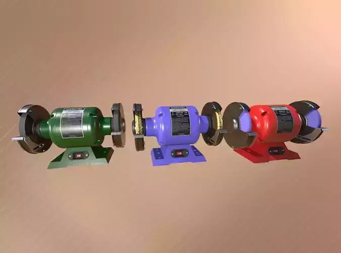 Bench Grinder Set Low-poly 3D model