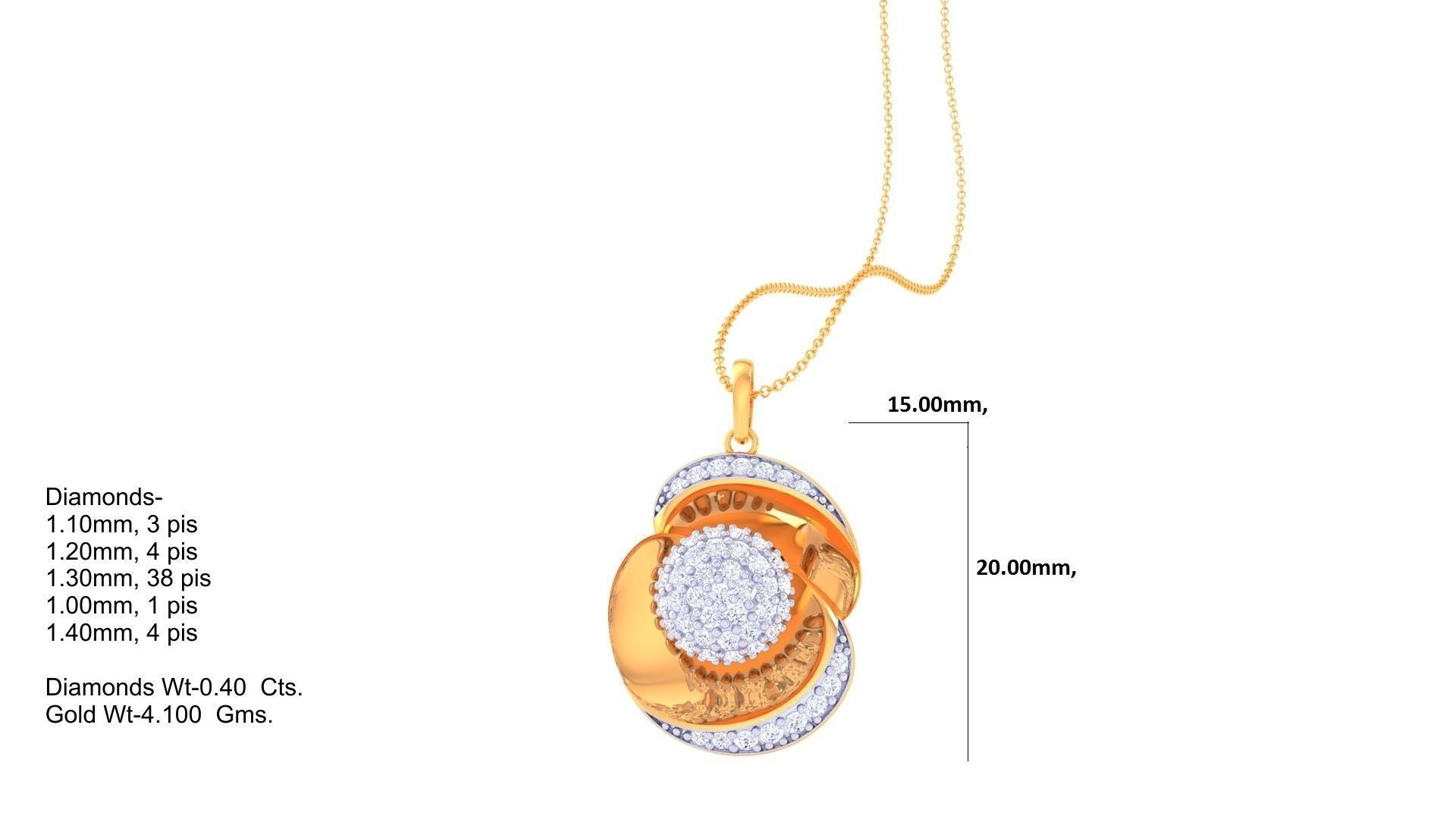 Blooming Flower High Jewelry Pendant Necklace 3dm stl 3mf obj 3D print model_2