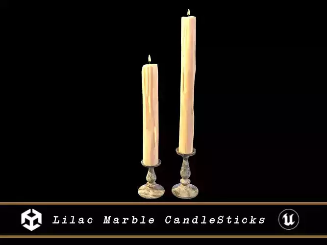 Lilac Marble CandleSticks Low-poly 3D model