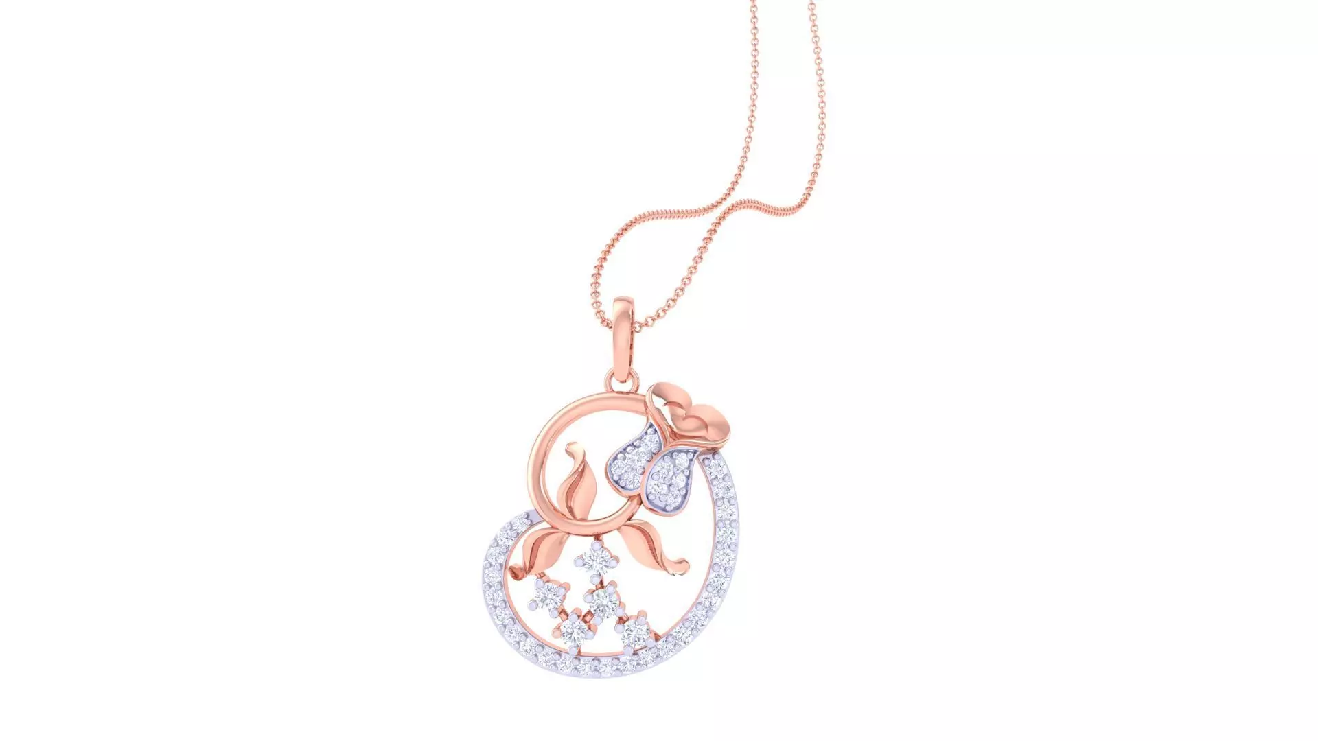 Flower Vines Petals High Jewelry Pendant Necklace 3dm stl 3mf 3D print model_0