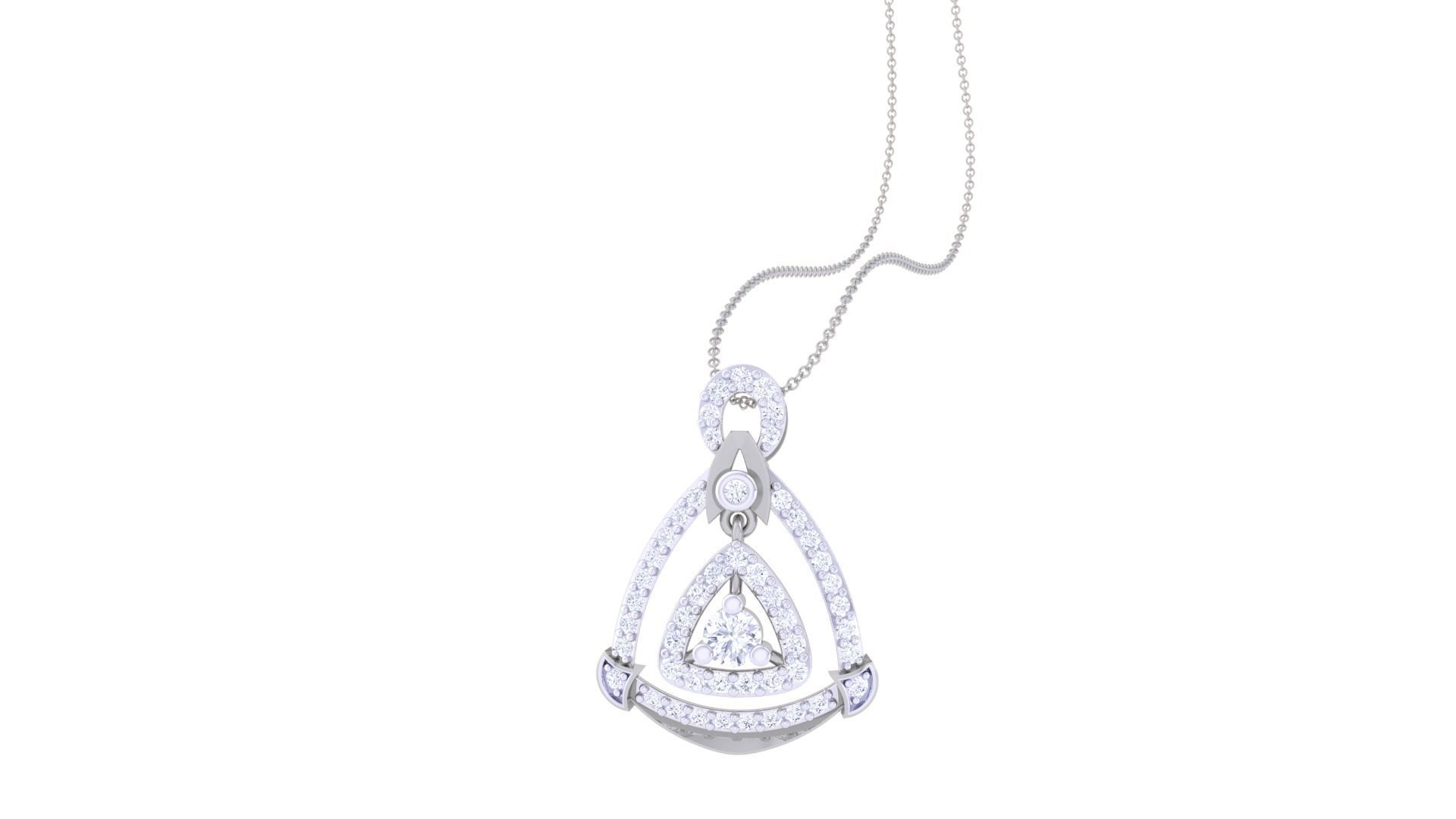 Hanging Solitaire Diamond High Jewelry Pendant Necklace 3dm stl 3D print model_4