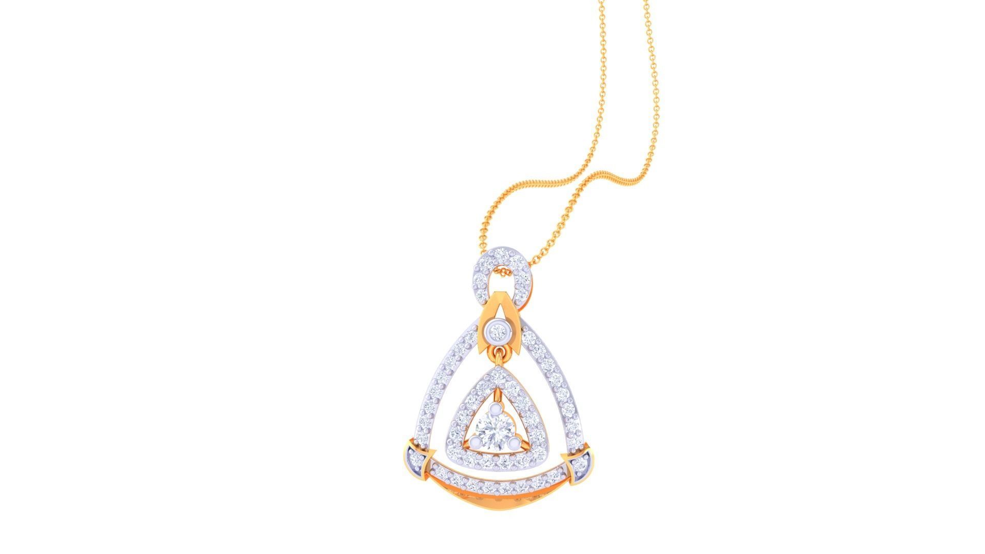 Hanging Solitaire Diamond High Jewelry Pendant Necklace 3dm stl 3D print model_3