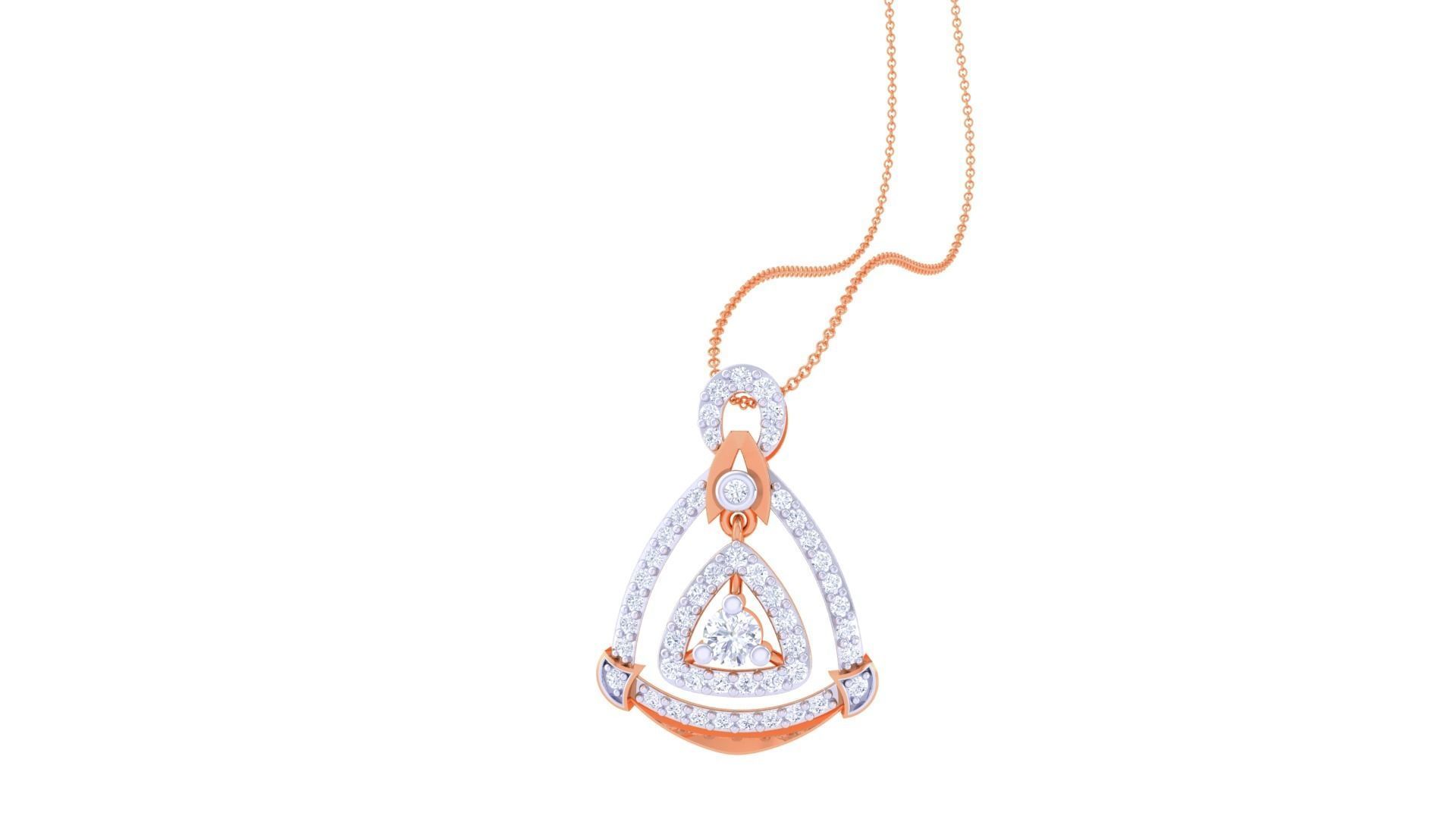 Hanging Solitaire Diamond High Jewelry Pendant Necklace 3dm stl 3D print model_2