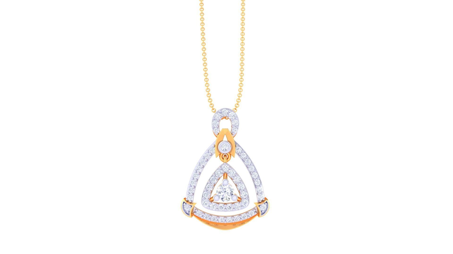 Hanging Solitaire Diamond High Jewelry Pendant Necklace 3dm stl 3D print model_7