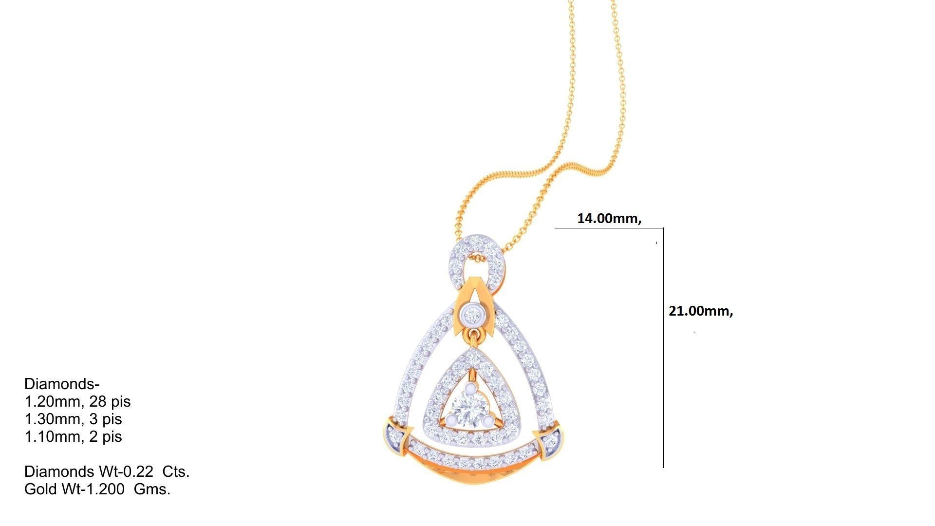 Hanging Solitaire Diamond High Jewelry Pendant Necklace 3dm stl 3D print model_1