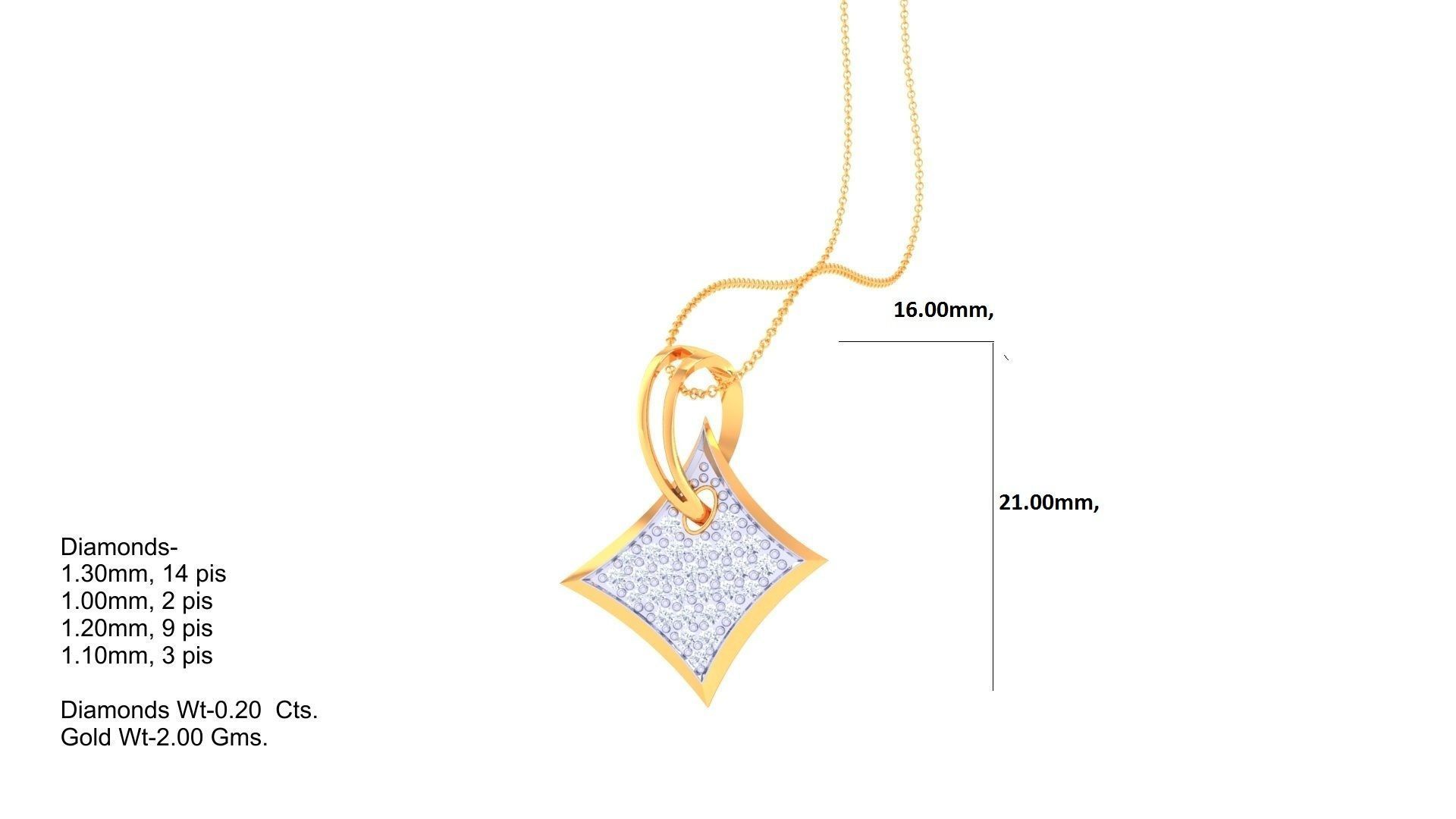 Diamond Head High Jewelry Pendant Necklace 3dm stl 3mf obj glb  3D print model_2