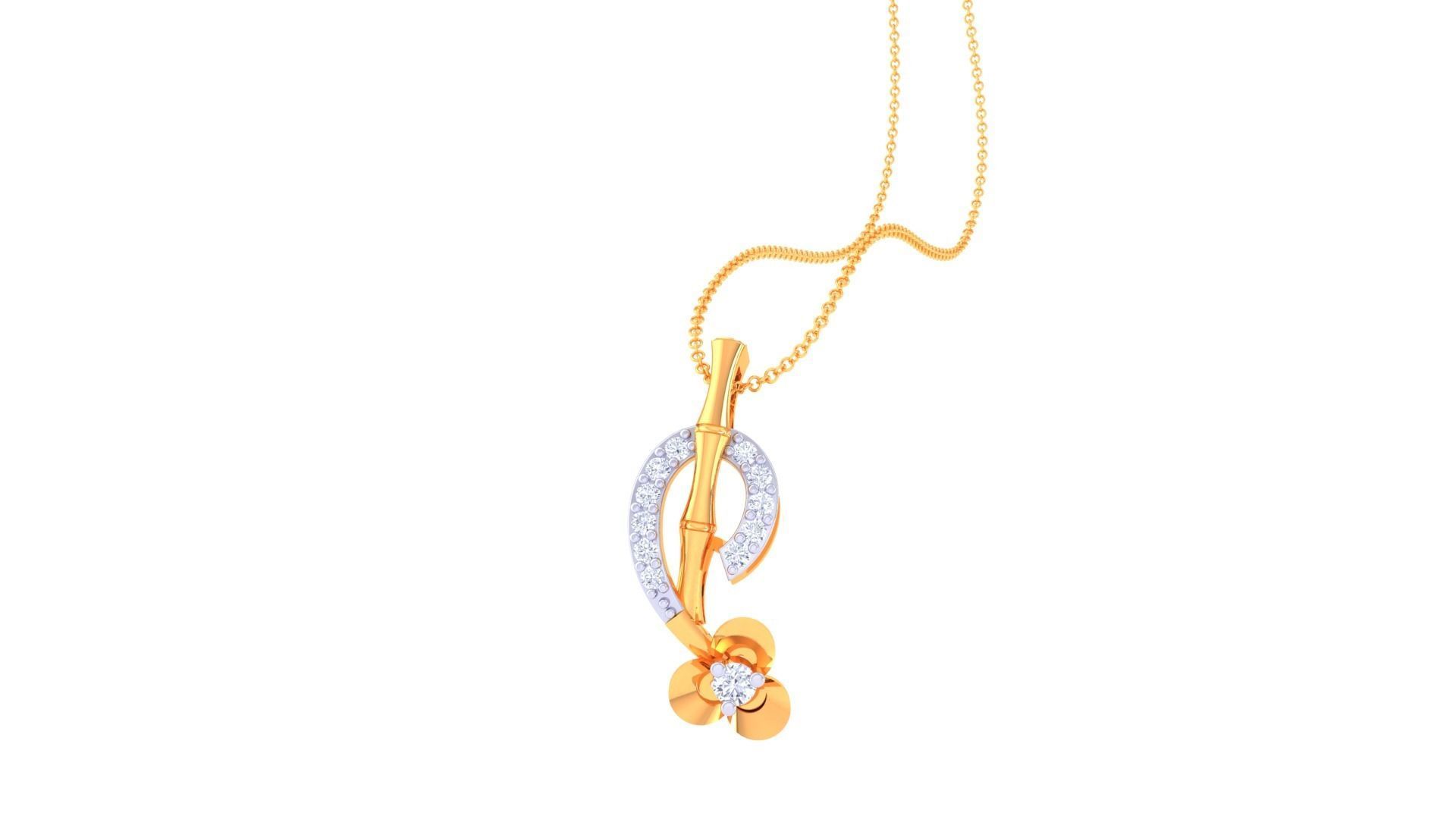 Flower Vines High Jewelry Pendant Necklace 3dm stl 3mf obj glb 3D print model_2