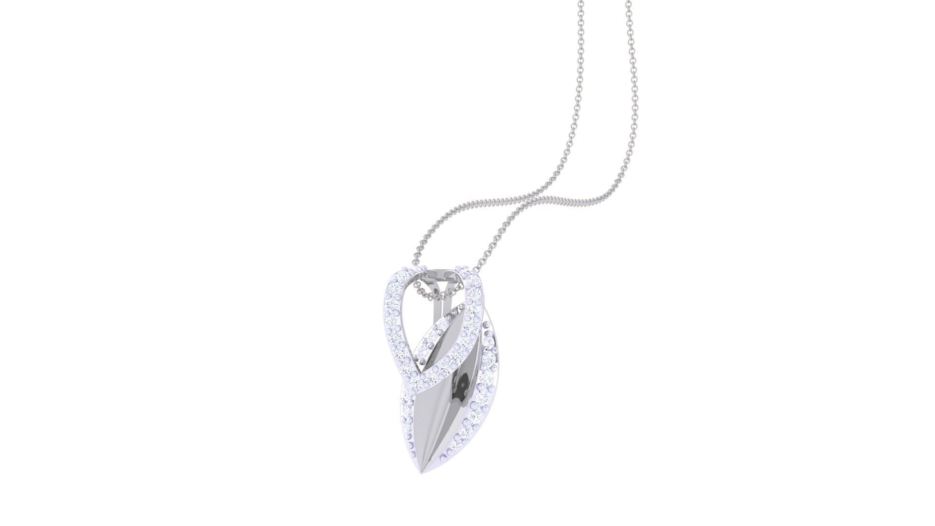 Leaves High Jewelry Pendant Necklace 3dm stl 3mf obj glb render 3D print model_2