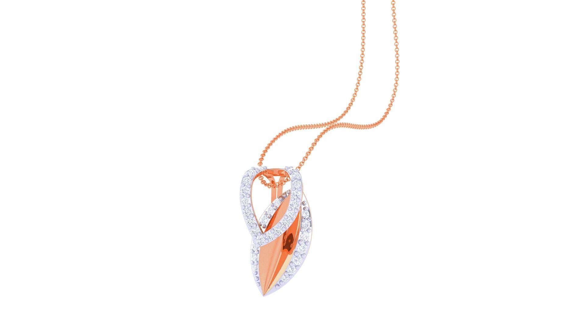 Leaves High Jewelry Pendant Necklace 3dm stl 3mf obj glb render 3D print model_4