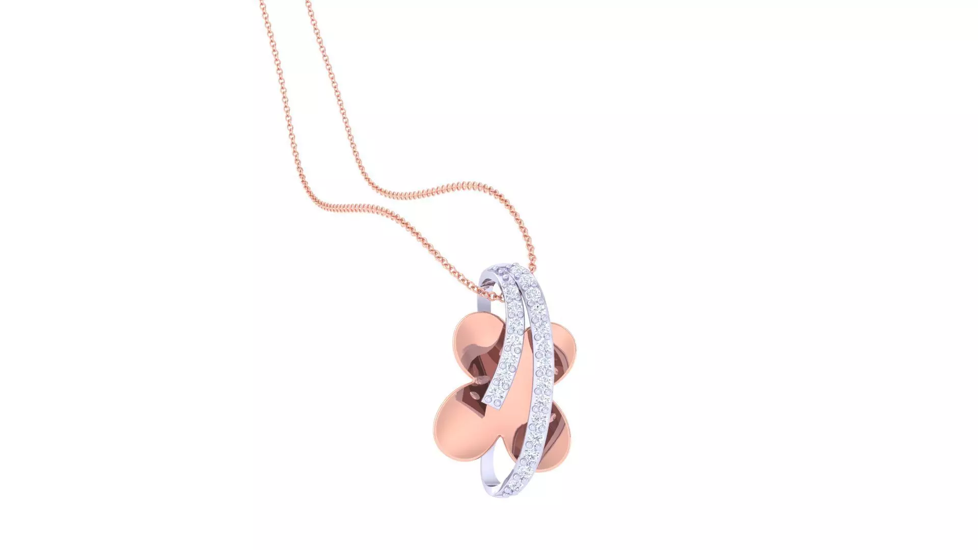 Flower High Jewelry Pendant Necklace 3dm stl 3mf obj glb render 3D print model_0