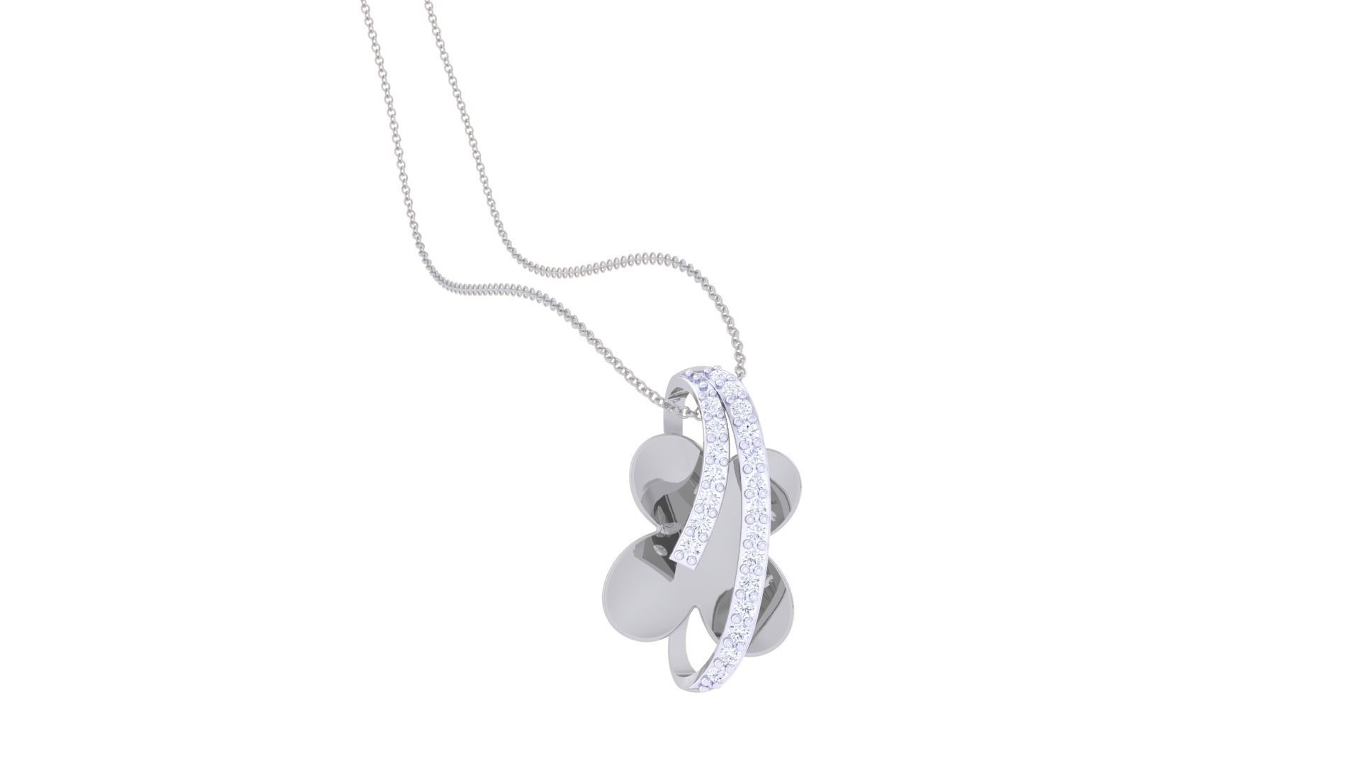 Flower High Jewelry Pendant Necklace 3dm stl 3mf obj glb render 3D print model_4