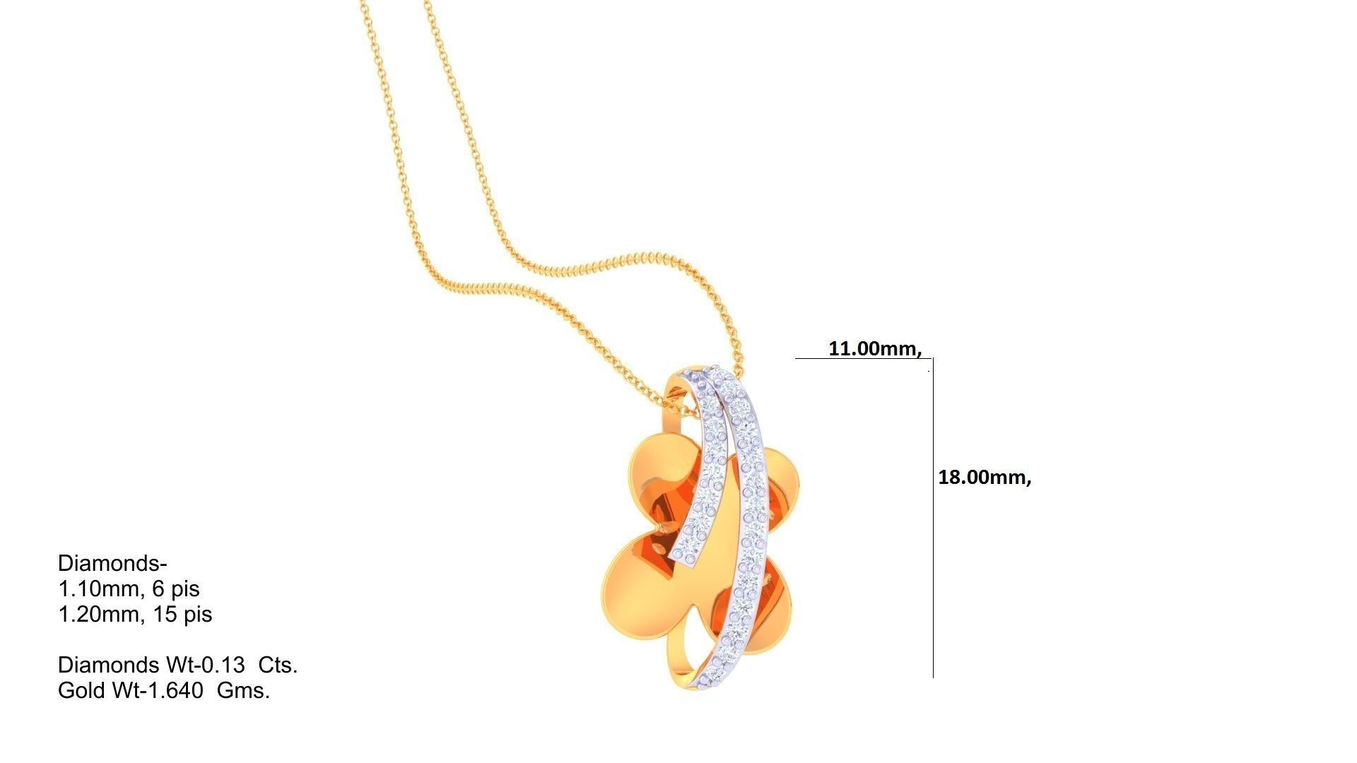 Flower High Jewelry Pendant Necklace 3dm stl 3mf obj glb render 3D print model_1