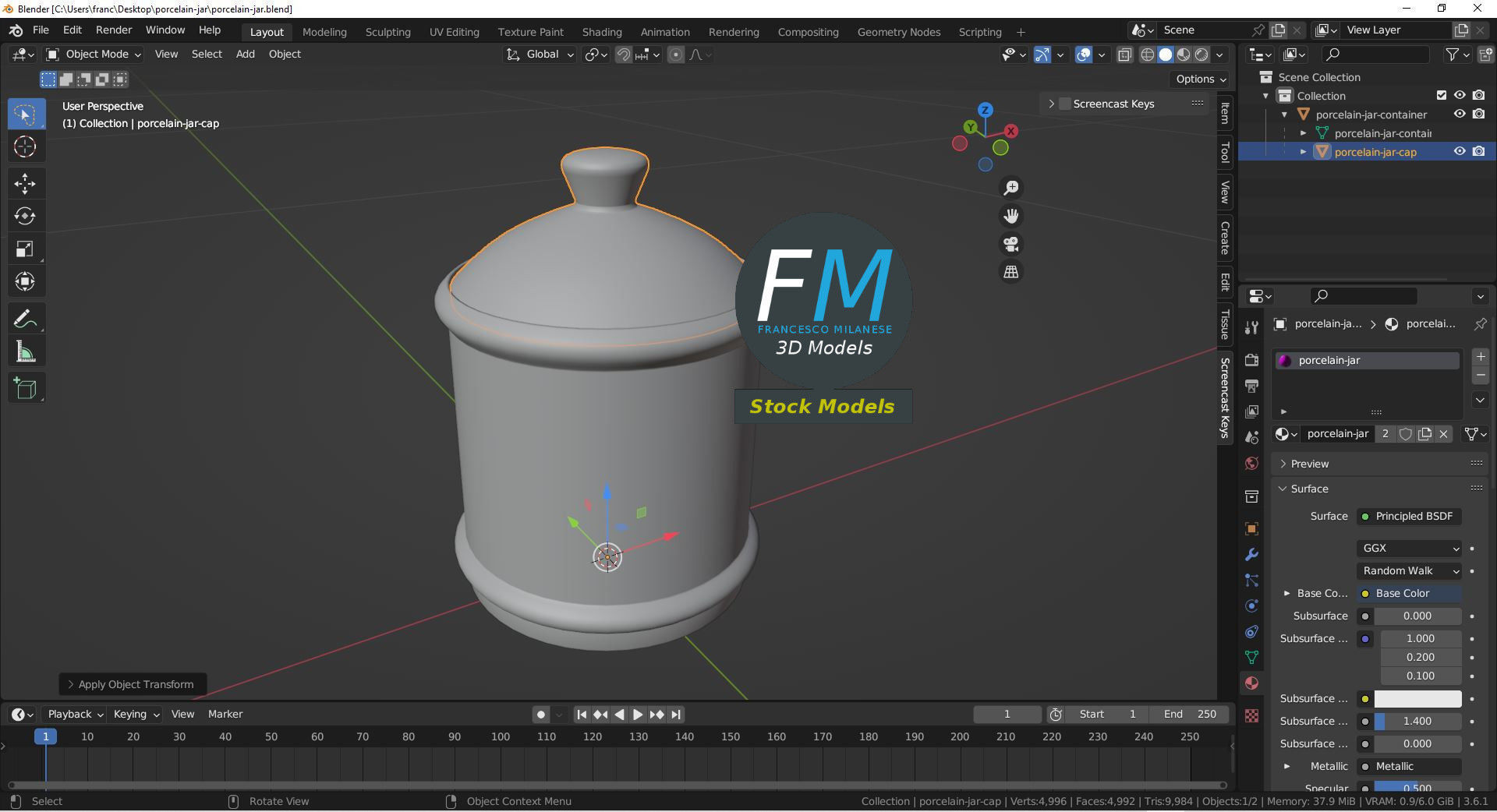 Porcelain jar 3D model_9