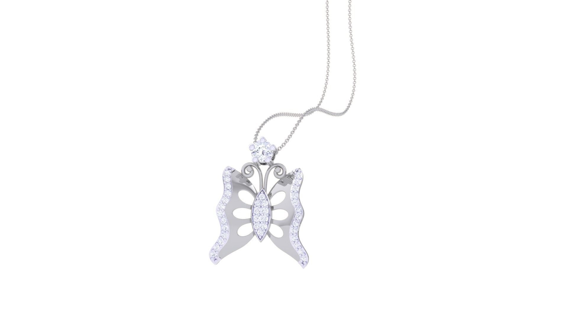 Butterfly High Jewelry Pendant Necklace 3dm stl 3mf obj glb  3D print model_3