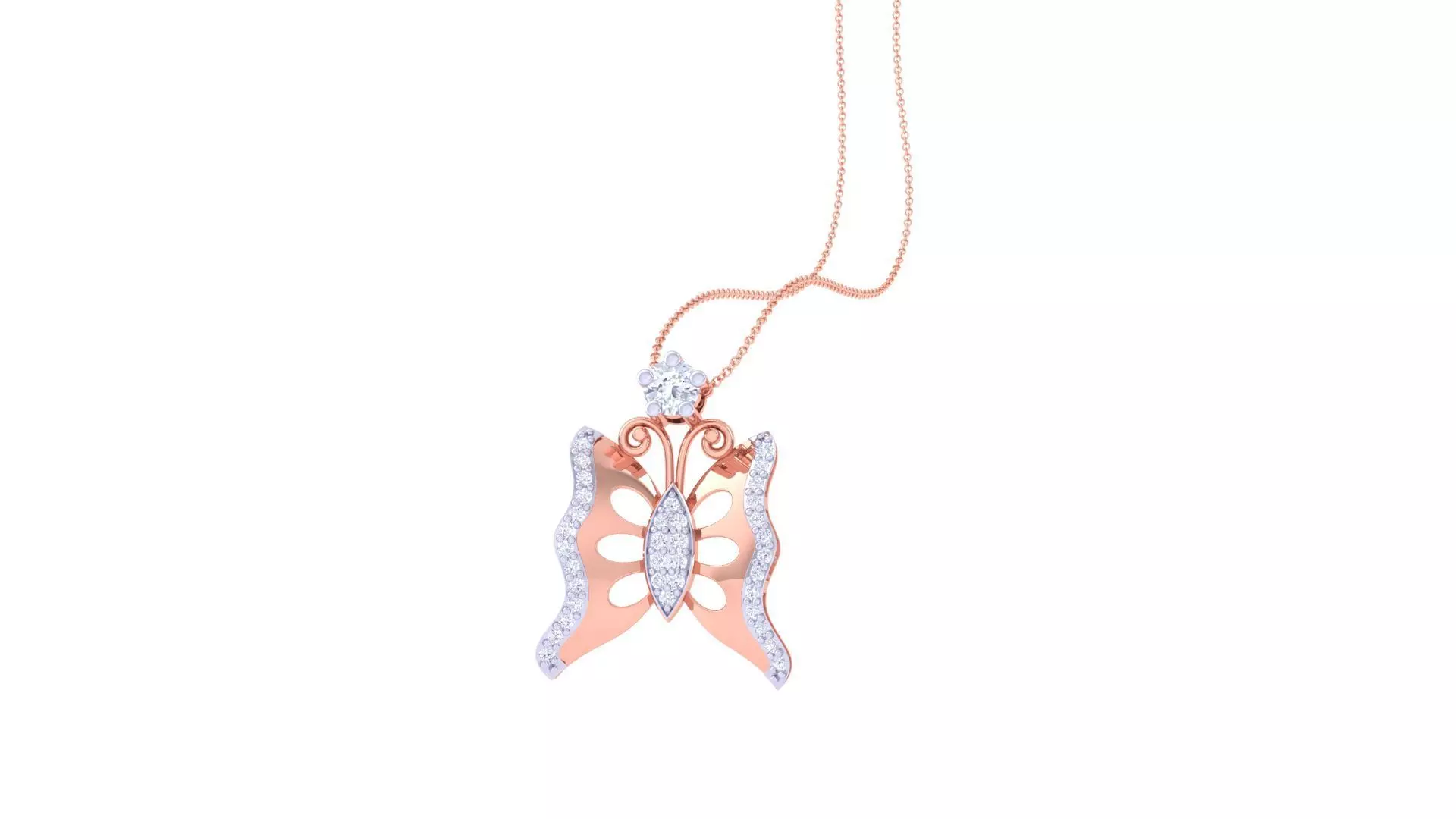 Butterfly High Jewelry Pendant Necklace 3dm stl 3mf obj glb  3D print model_0