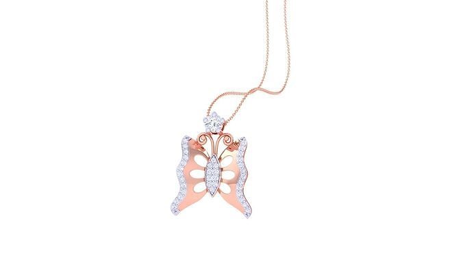 Butterfly High Jewelry Pendant Necklace 3dm stl 3mf obj glb  3D print model