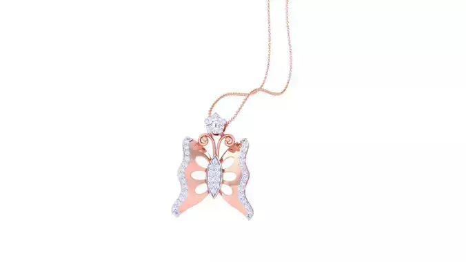 Butterfly High Jewelry Pendant Necklace 3dm stl 3mf obj glb  3D print model