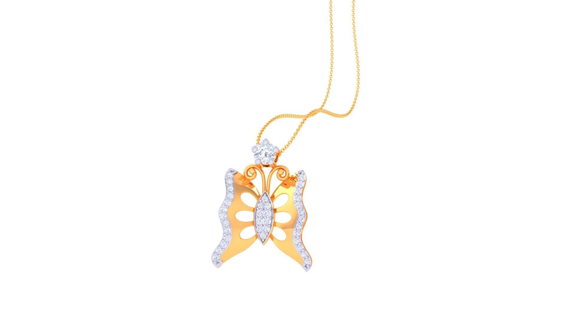 Butterfly High Jewelry Pendant Necklace 3dm stl 3mf obj glb  3D print model_4