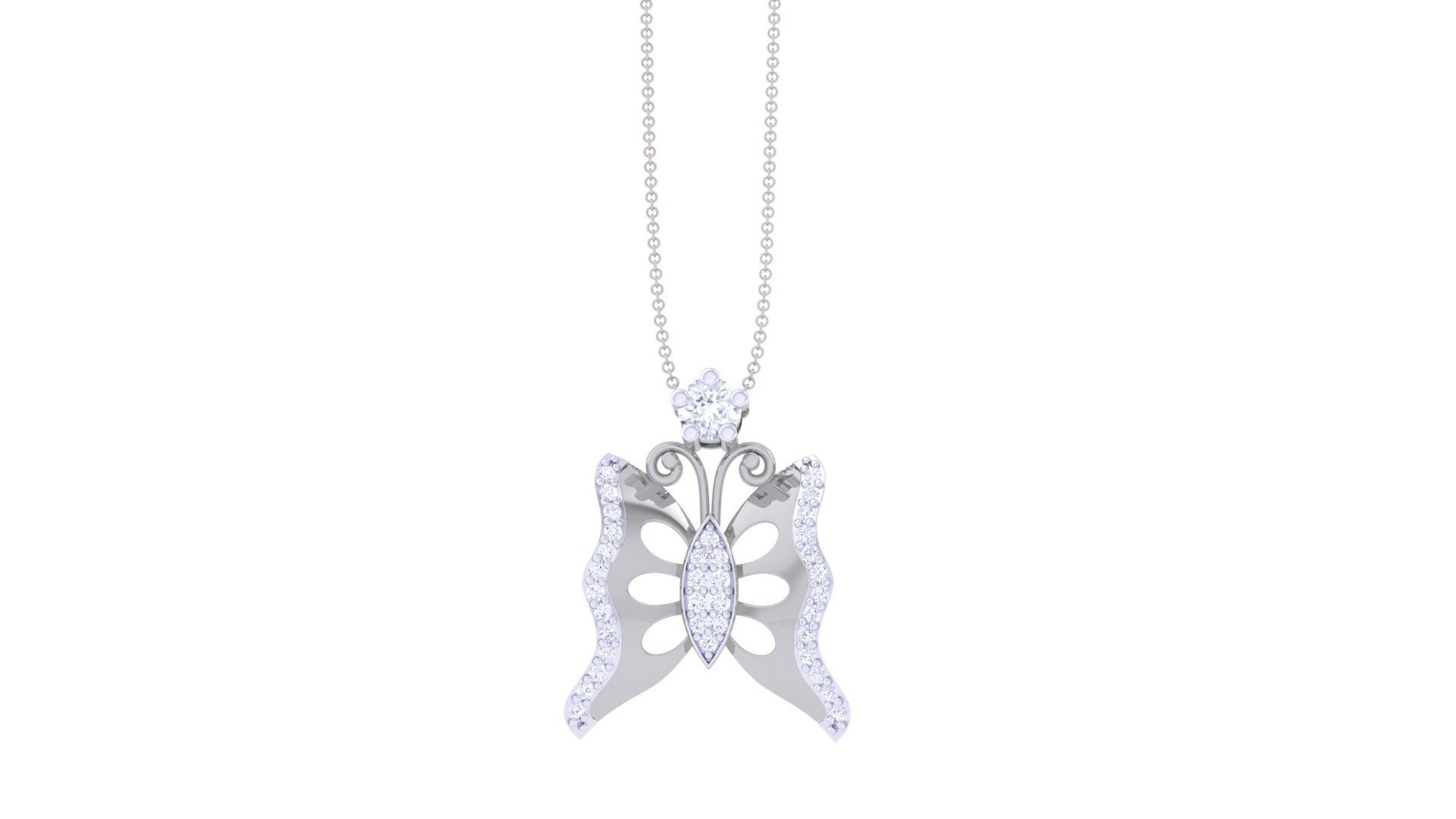 Butterfly High Jewelry Pendant Necklace 3dm stl 3mf obj glb  3D print model_6
