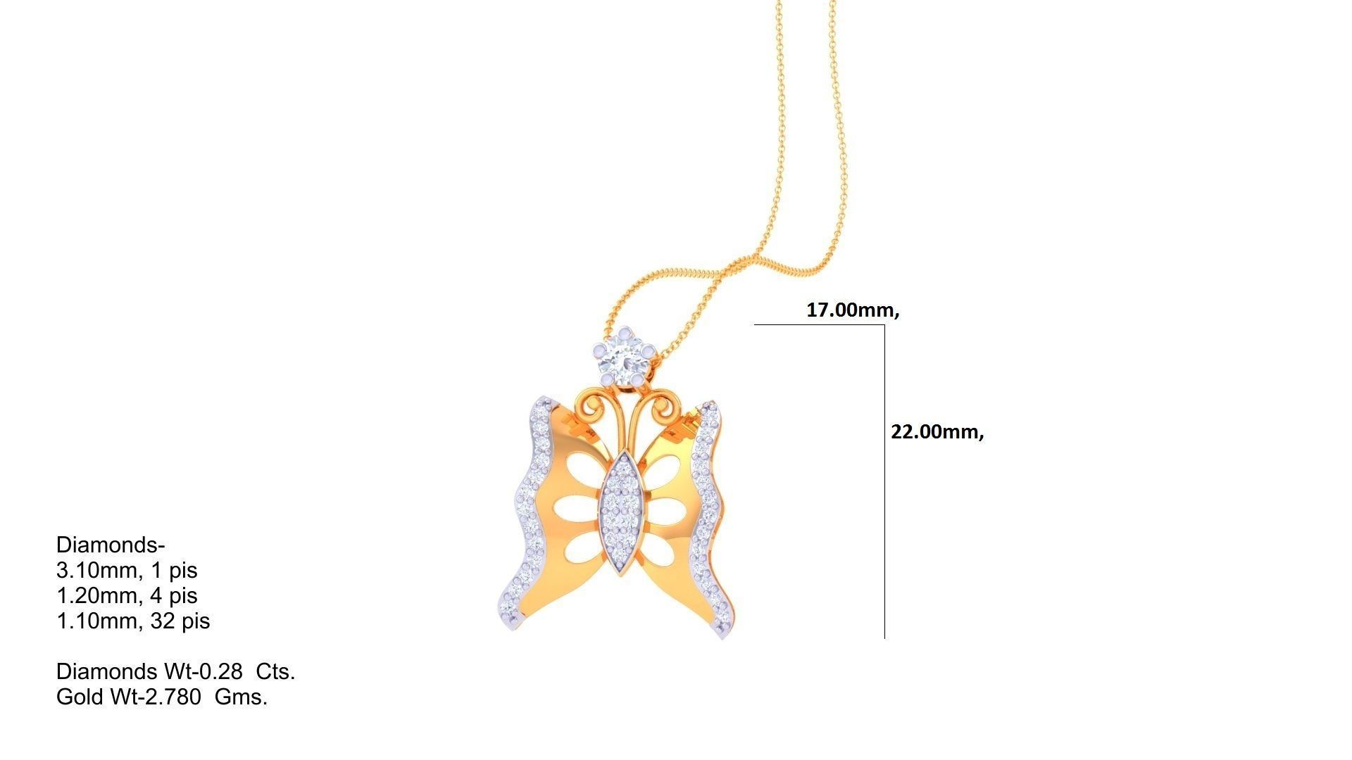 Butterfly High Jewelry Pendant Necklace 3dm stl 3mf obj glb  3D print model_1
