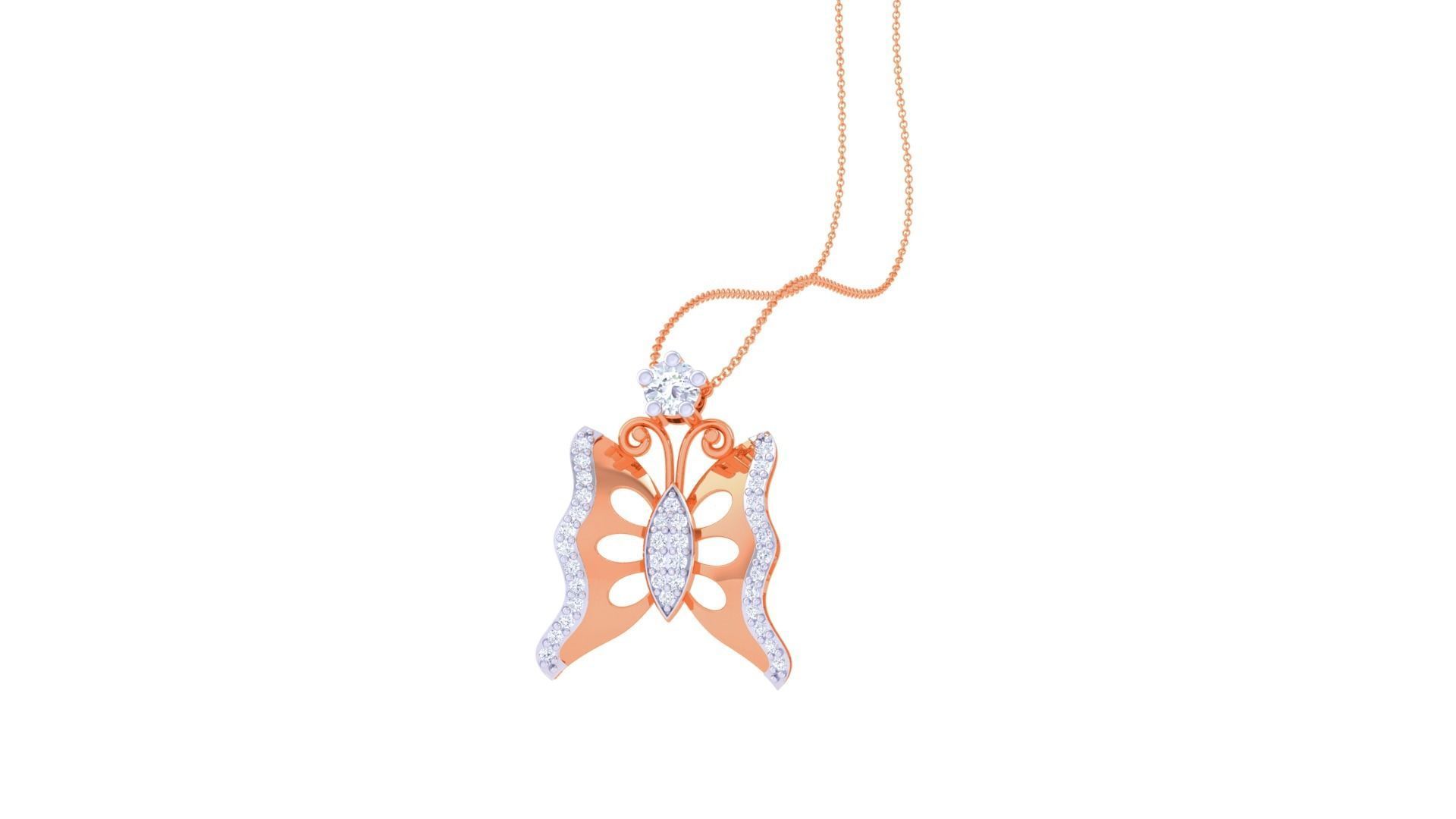 Butterfly High Jewelry Pendant Necklace 3dm stl 3mf obj glb  3D print model_2