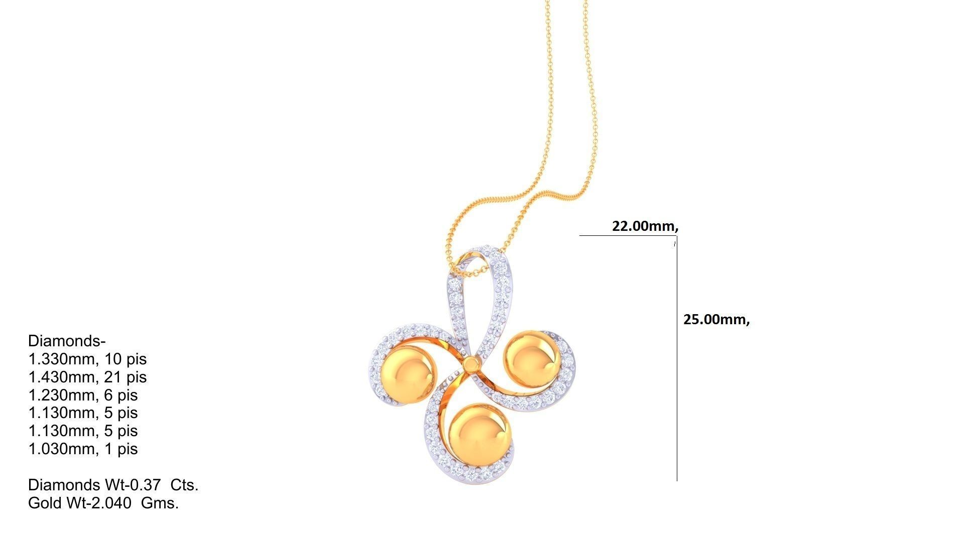 Beads High Jewelry Pendant Necklace 3dm stl 3mf obj glb render 3D print model_1