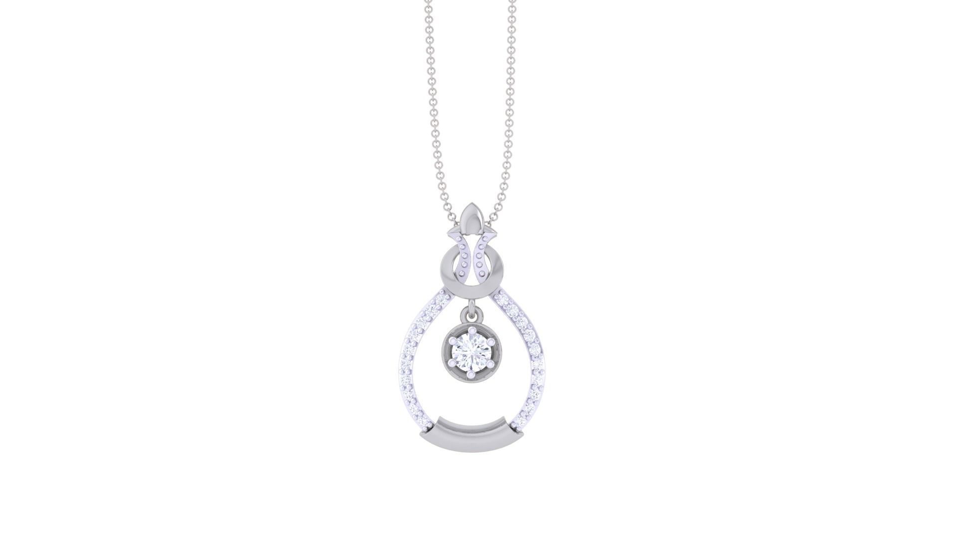 Hanging Solitaire Diamond High Jewelry Pendant Necklace 3dm stl 3D print model_5