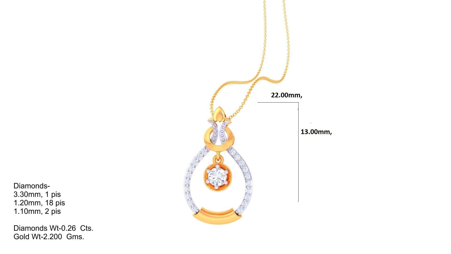 Hanging Solitaire Diamond High Jewelry Pendant Necklace 3dm stl 3D print model_1