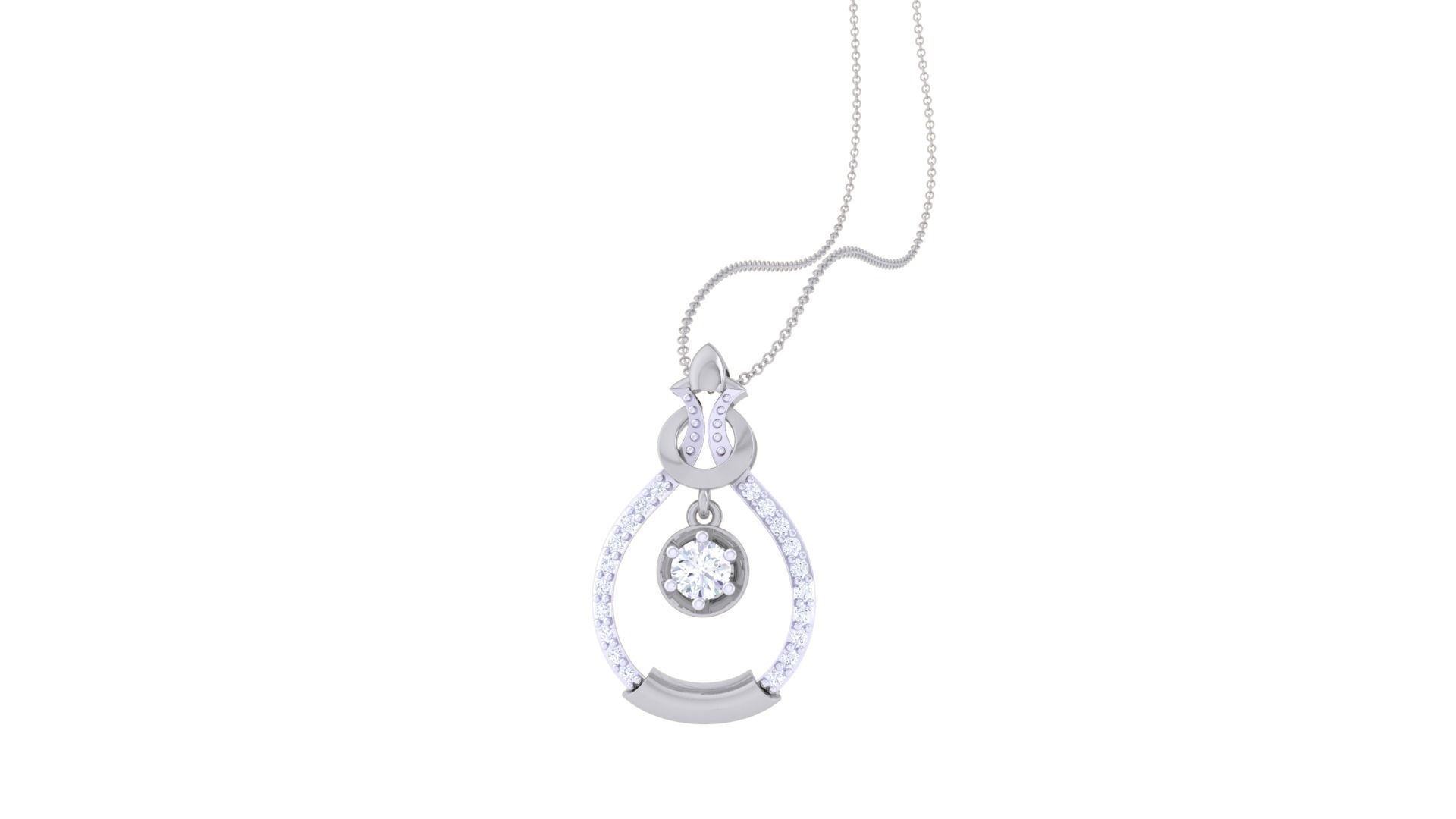 Hanging Solitaire Diamond High Jewelry Pendant Necklace 3dm stl 3D print model_3