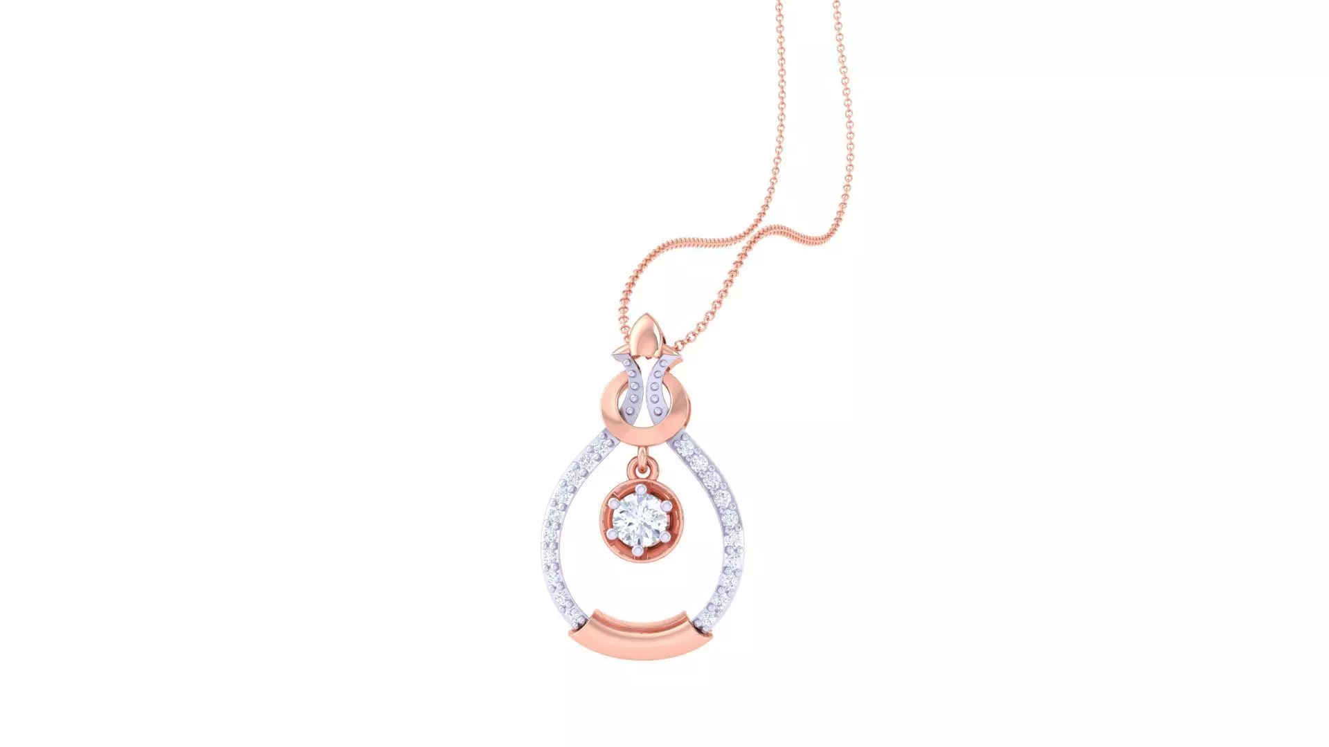 Hanging Solitaire Diamond High Jewelry Pendant Necklace 3dm stl 3D print model_0