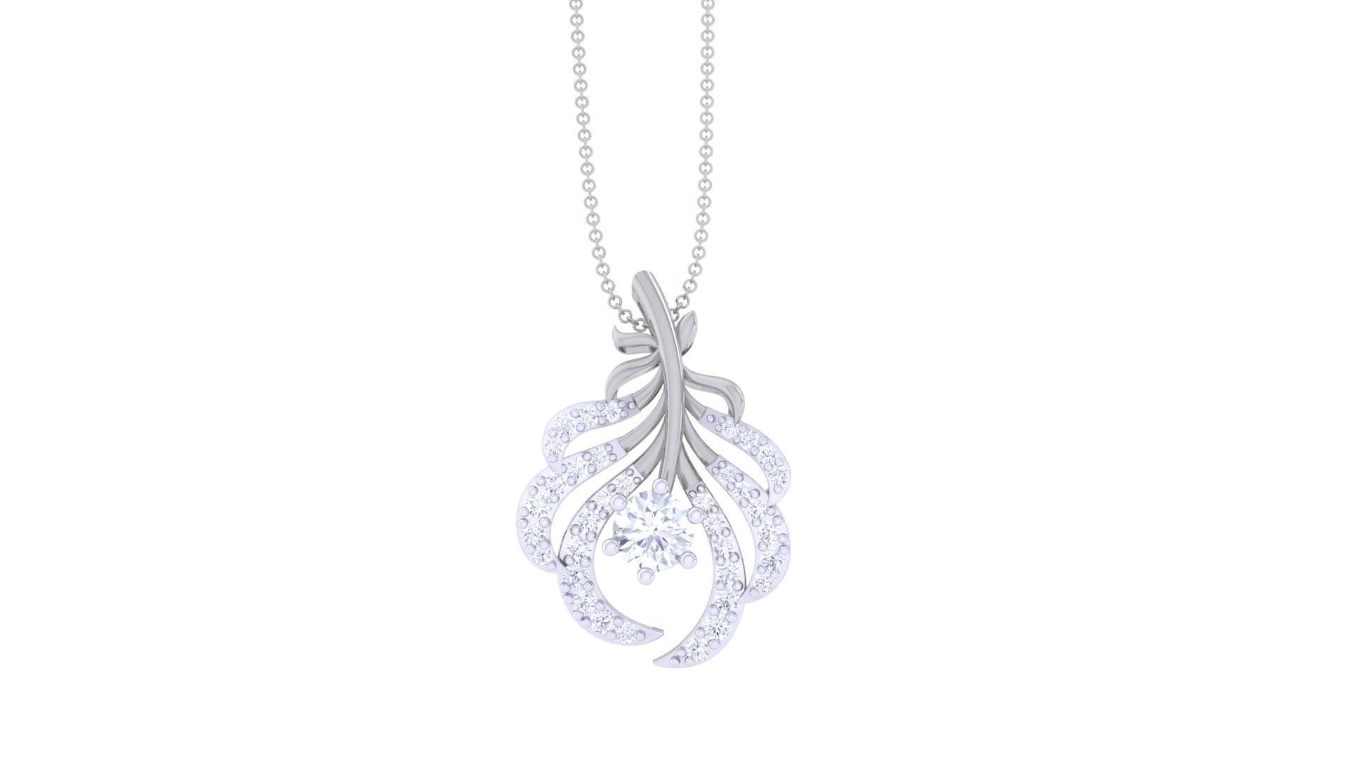 Solitaire Leaves High Jewelry Pendant Necklace 3dm stl 3mf obj  3D print model_6