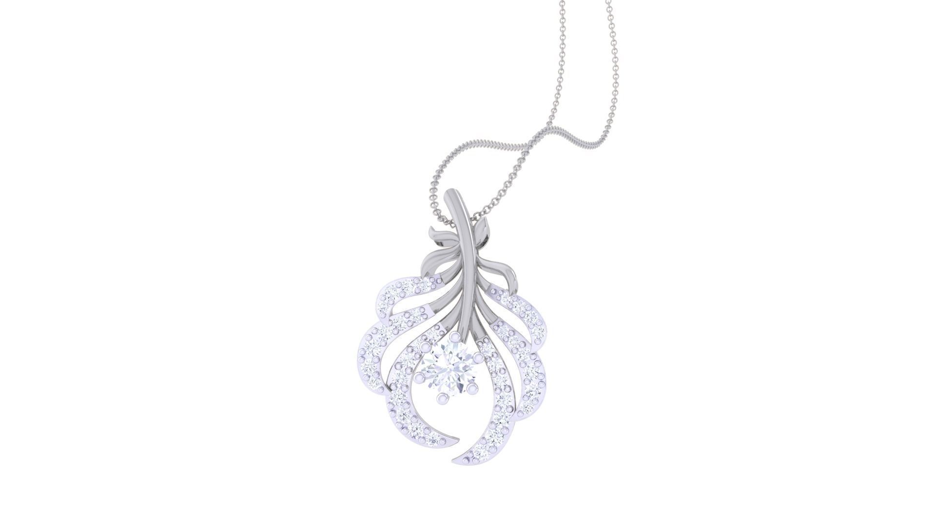 Solitaire Leaves High Jewelry Pendant Necklace 3dm stl 3mf obj  3D print model_4