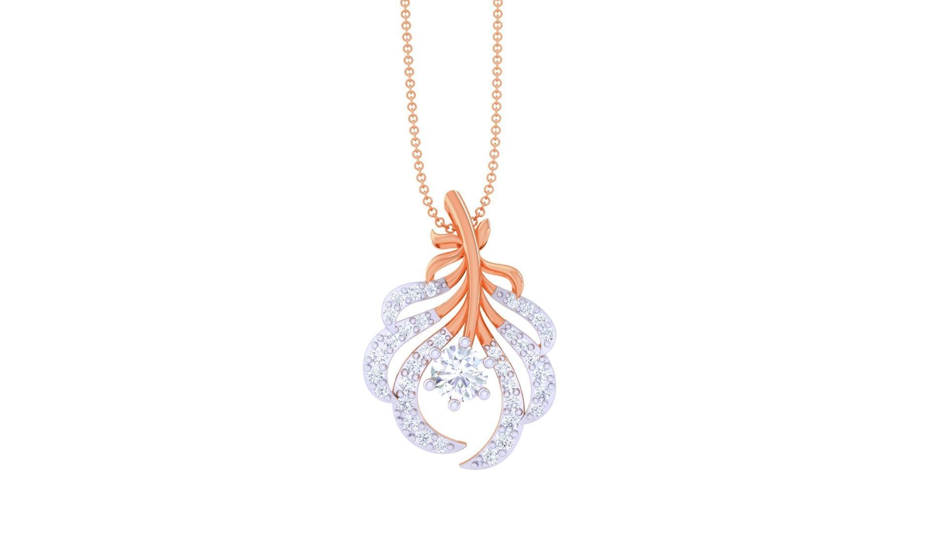 Solitaire Leaves High Jewelry Pendant Necklace 3dm stl 3mf obj  3D print model_5