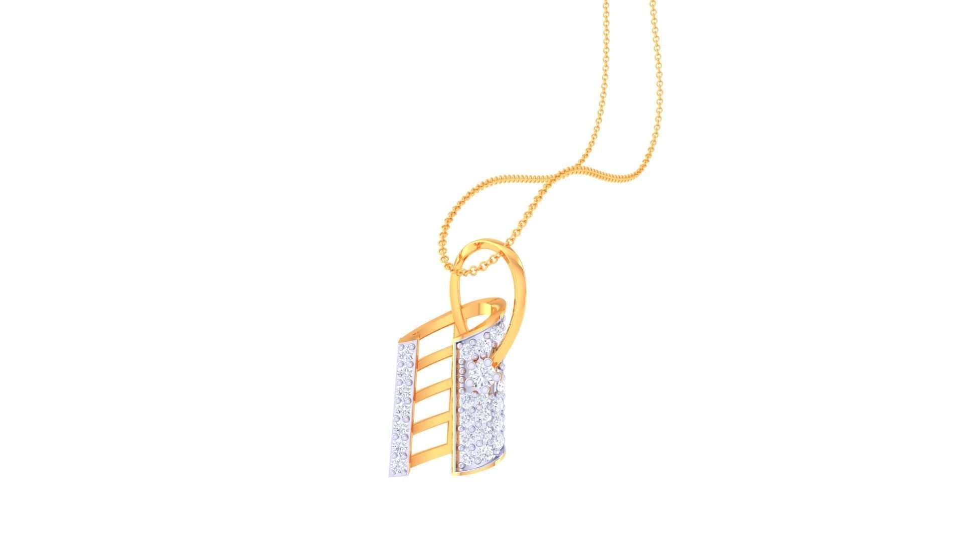 Clip High Jewelry Pendant Necklace 3dm stl 3mf obj glb render 3D print model_3