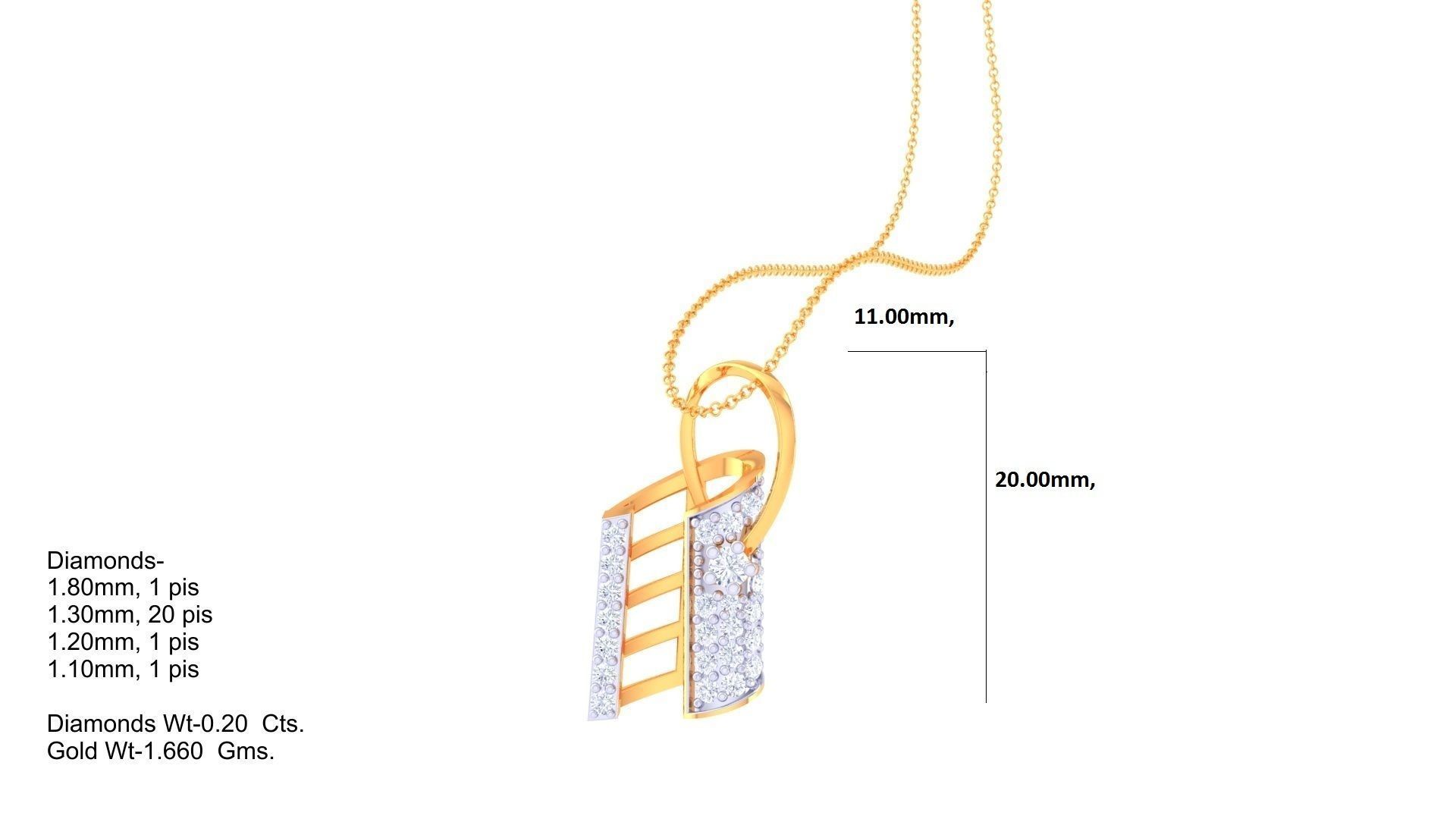 Clip High Jewelry Pendant Necklace 3dm stl 3mf obj glb render 3D print model_1