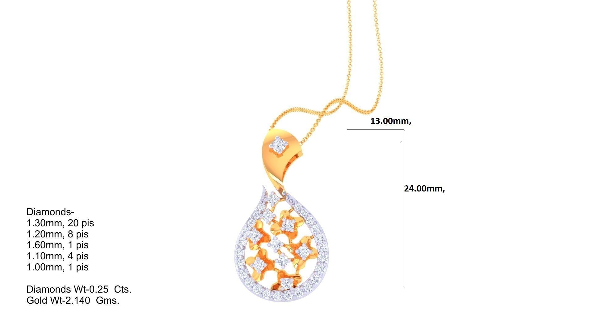 Flowers High Jewelry Pendant Necklace 3dm stl 3mf obj glb render 3D print model_1