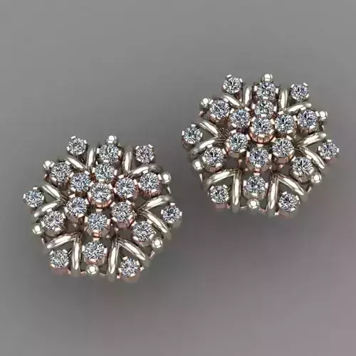  Rose Gold Diamond Earring 3D Print Model