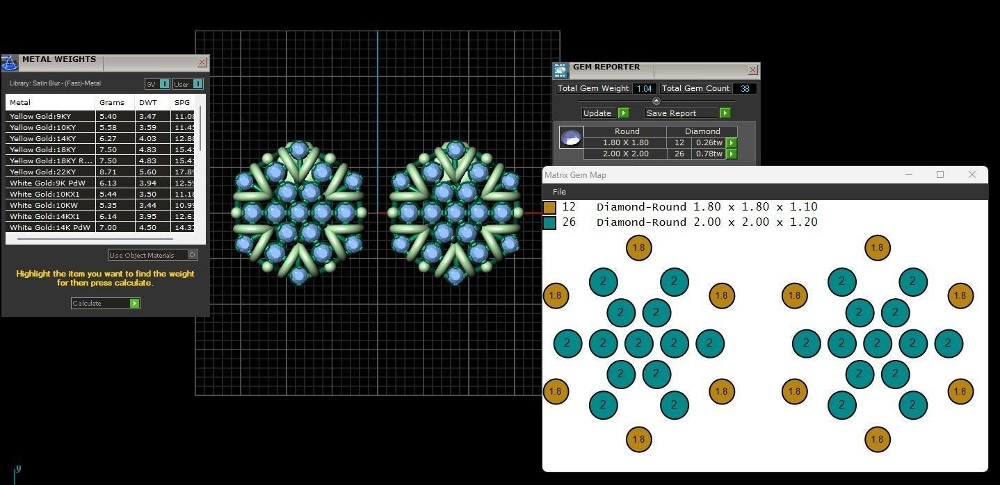 Rose Gold Diamond Earring 3D Print Model 3D print model_3