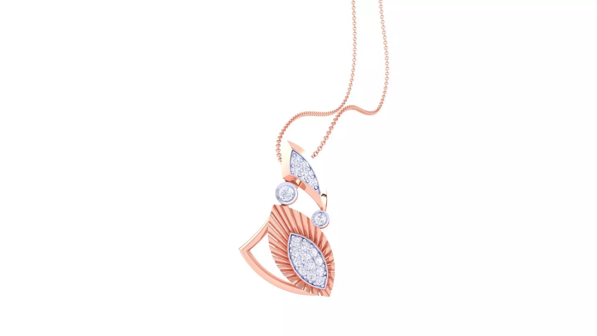 Feather High Jewelry Pendant Necklace 3dm stl 3mf obj glb render 3D print model_0