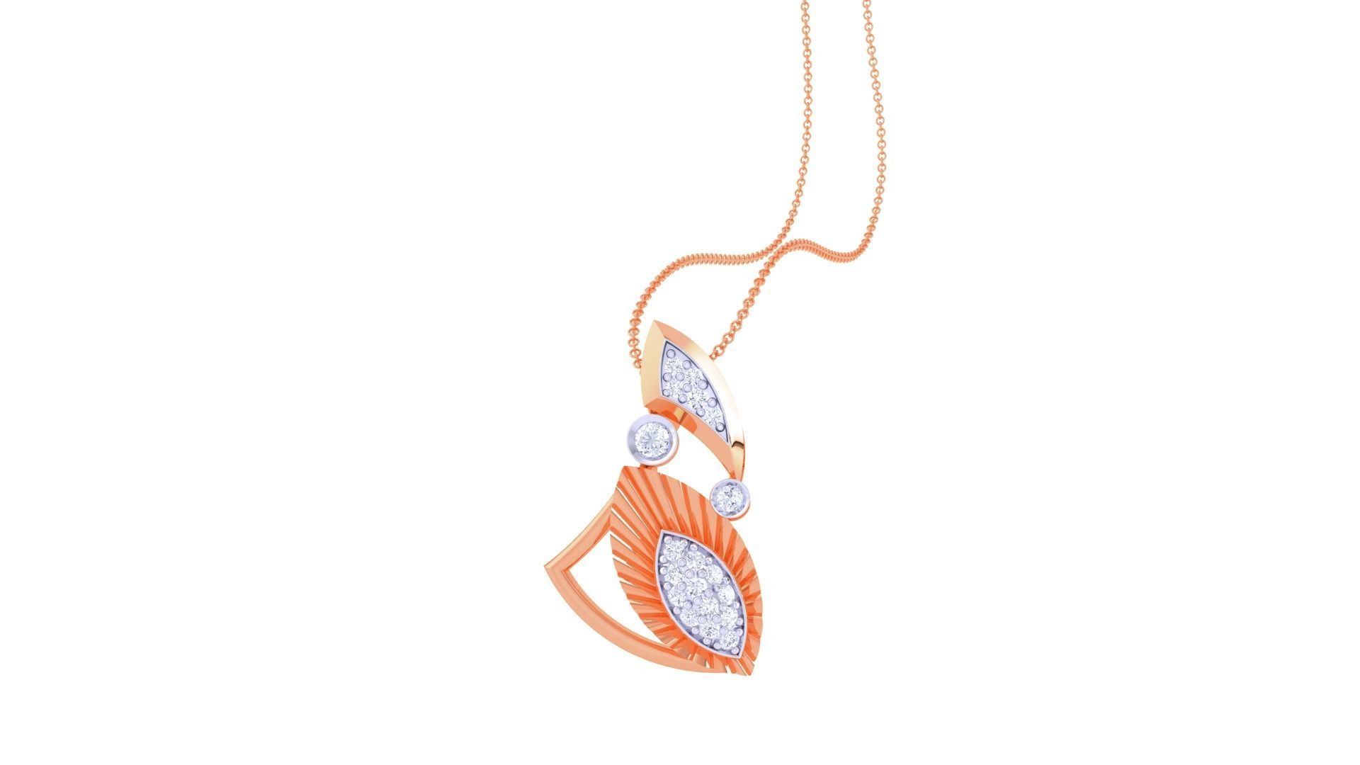 Feather High Jewelry Pendant Necklace 3dm stl 3mf obj glb render 3D print model_3