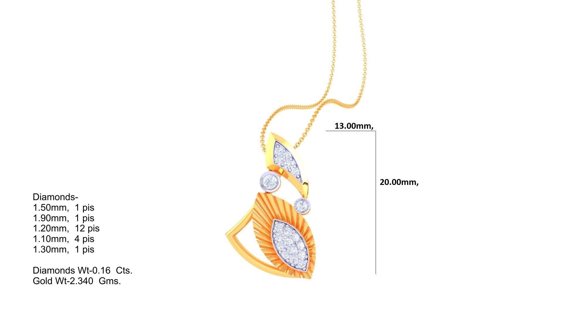 Feather High Jewelry Pendant Necklace 3dm stl 3mf obj glb render 3D print model_1