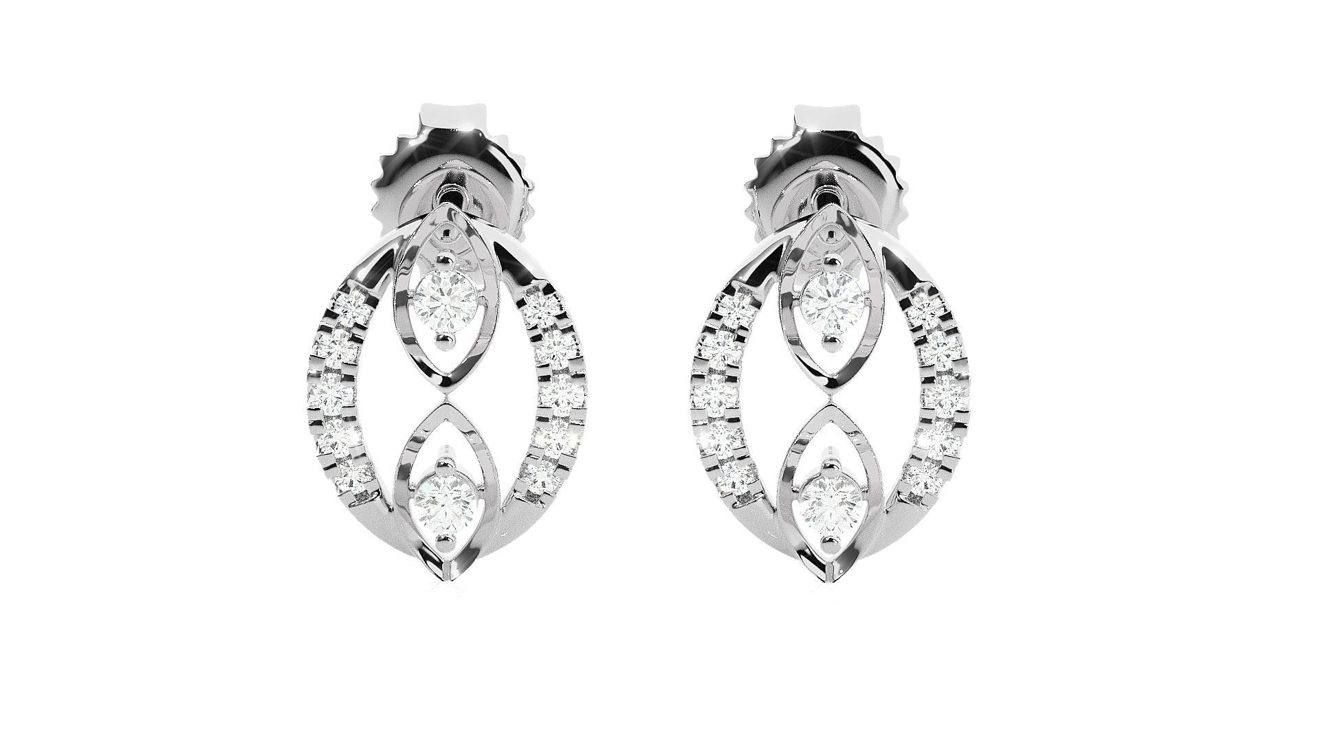 Light wt Women Diamond Earrings  3D print model_6