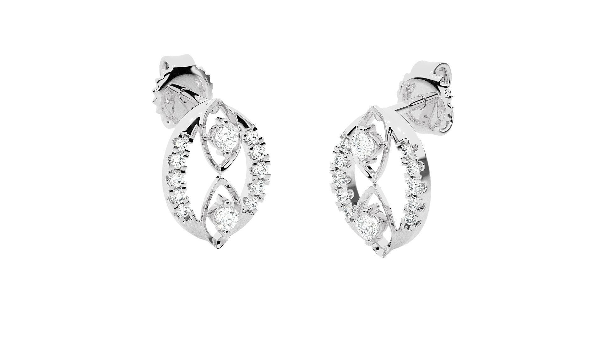 Light wt Women Diamond Earrings  3D print model_9