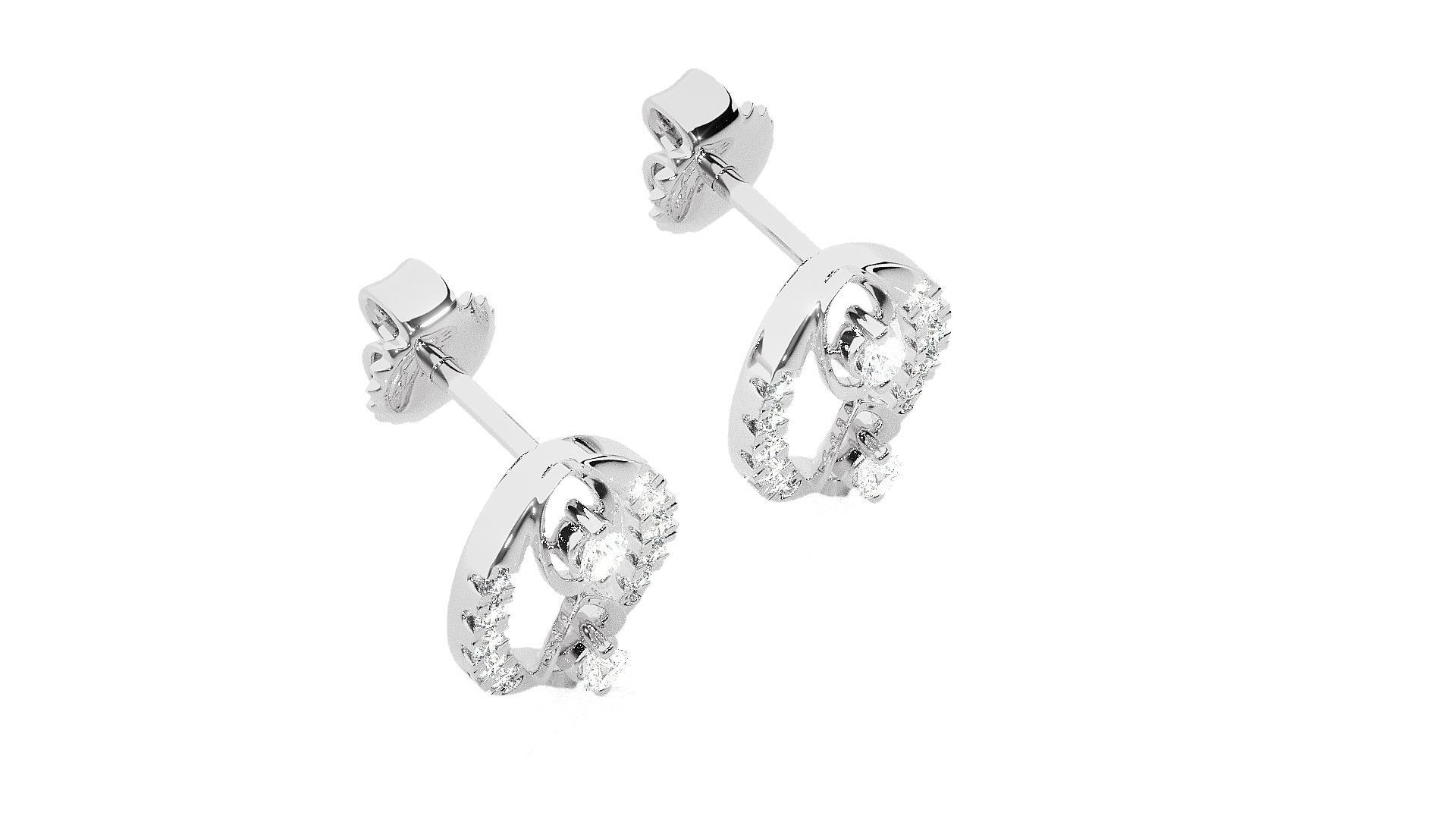 Light wt Women Diamond Earrings  3D print model_7