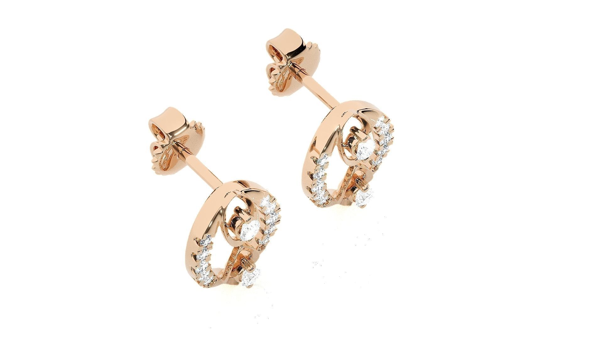 Light wt Women Diamond Earrings  3D print model_4