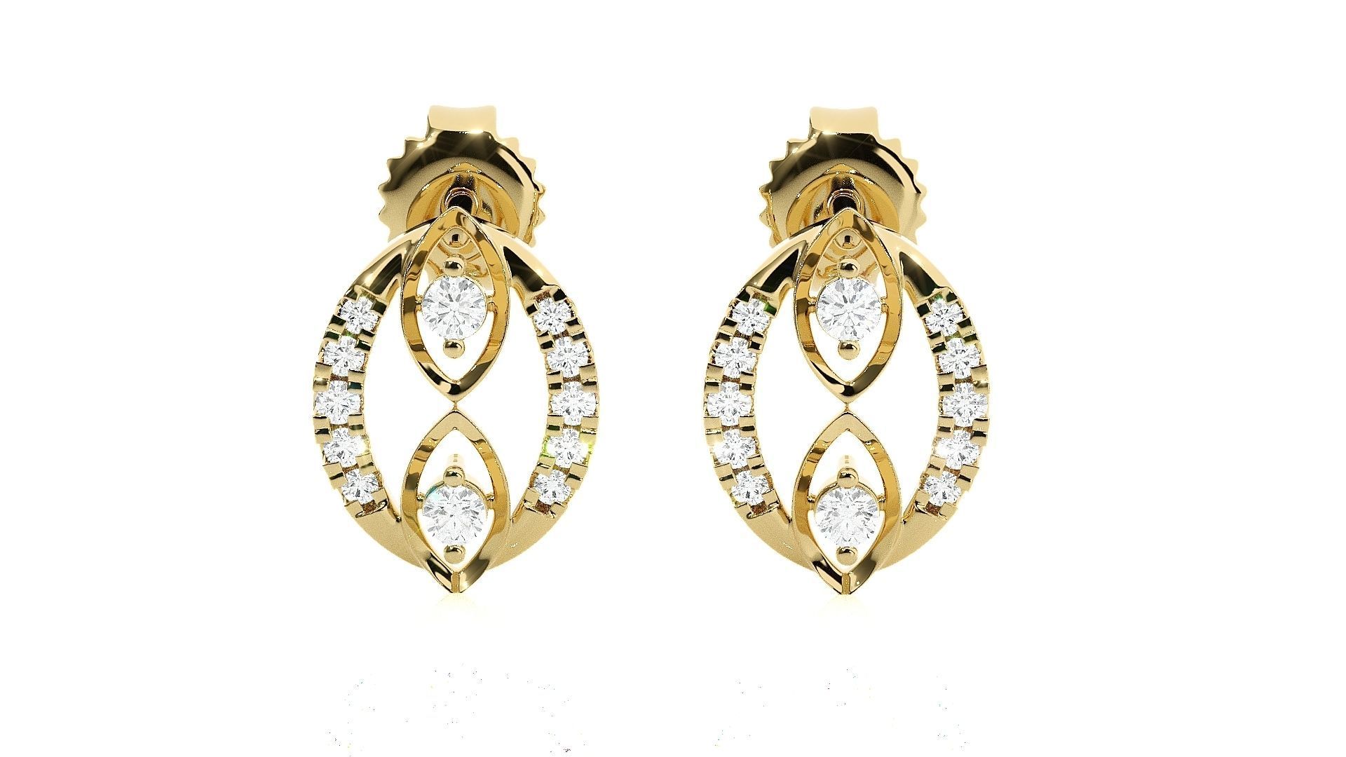 Light wt Women Diamond Earrings  3D print model_10