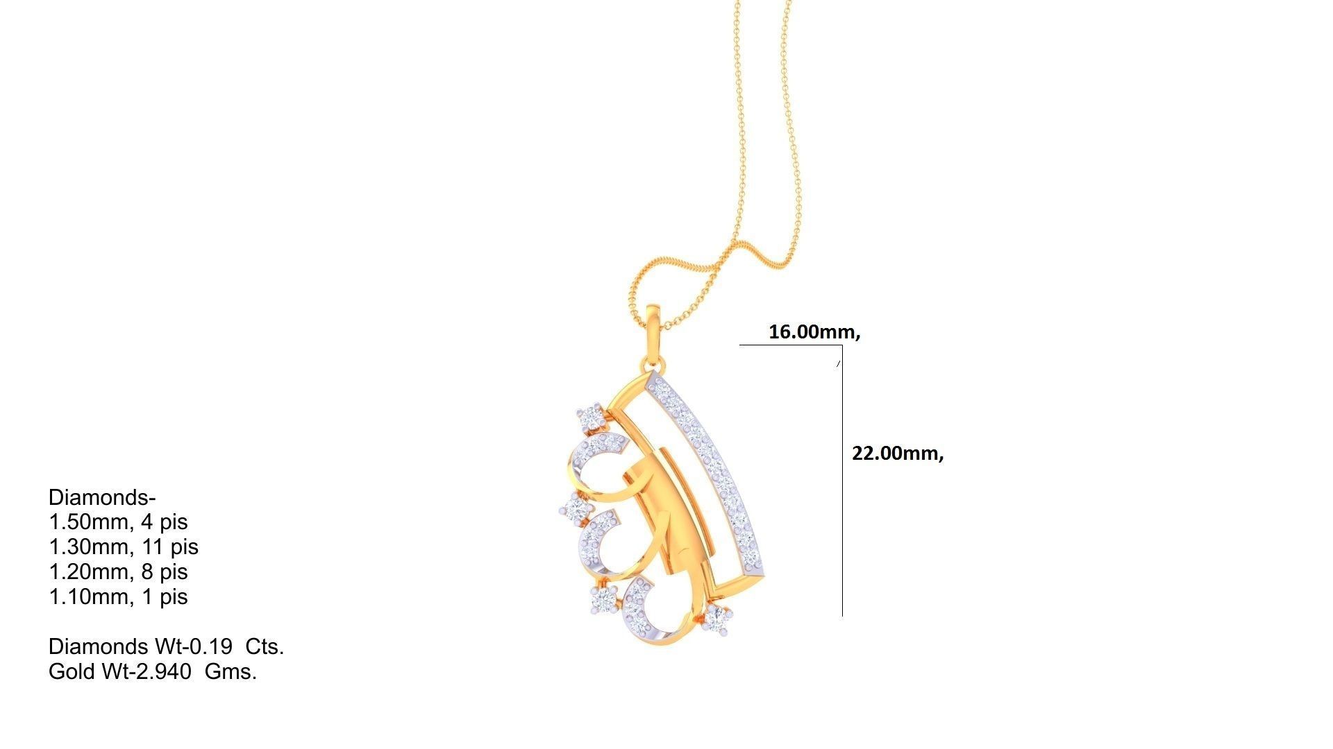 High Jewelry Pendant Necklace 3dm stl 3mf obj glb render 3D print model_1