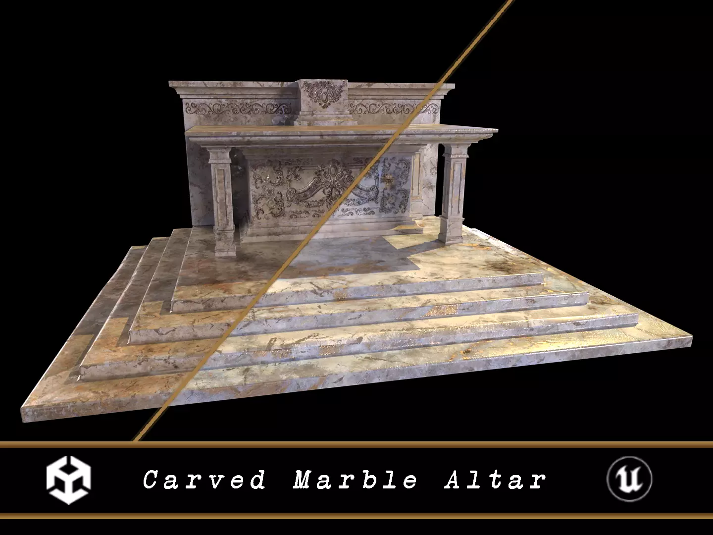 Carved Marble Altar Low-poly 3D model